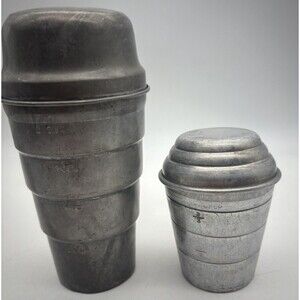 2 Vintage Aluminum Nested Measuring Cups Lot Kitchen Camping Farmhouse